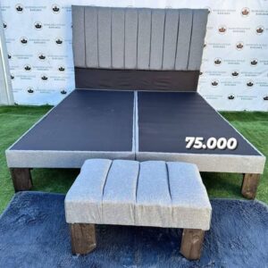 Base para Cama Gris Medio con Respaldo y Banqueta – Estilo Urbano y Equilibrado