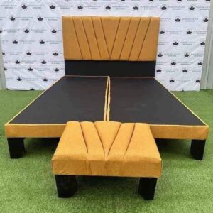 Cama Sencilla con Respaldar al Piso+ Banqueta – Color Naranja