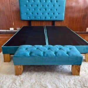 Cama Sencilla + Banqueta – Color Azul Claro