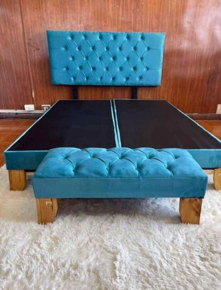 Cama Sencilla + Banqueta – Color Azul Claro - Imagen 2