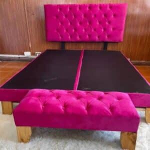 Cama Sencilla + Banqueta – Color Fucsia